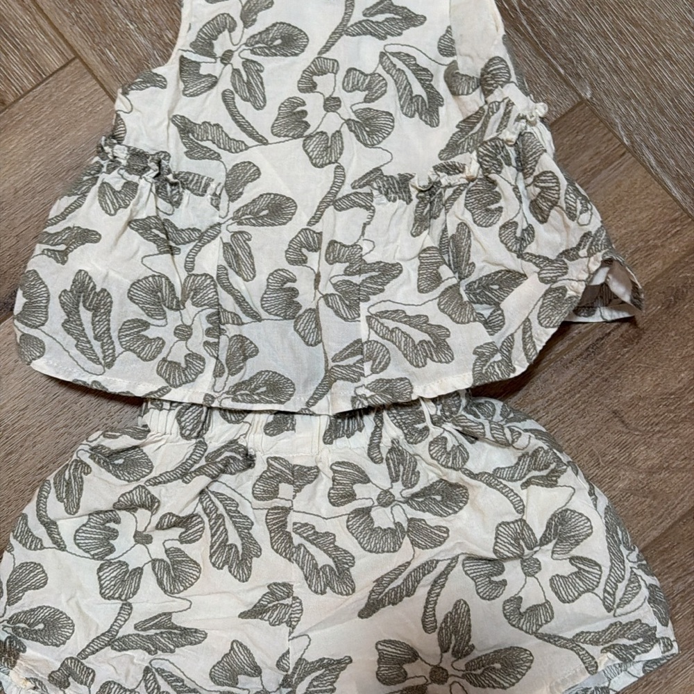 Zara Kids Floral Matching Set - Gray and White